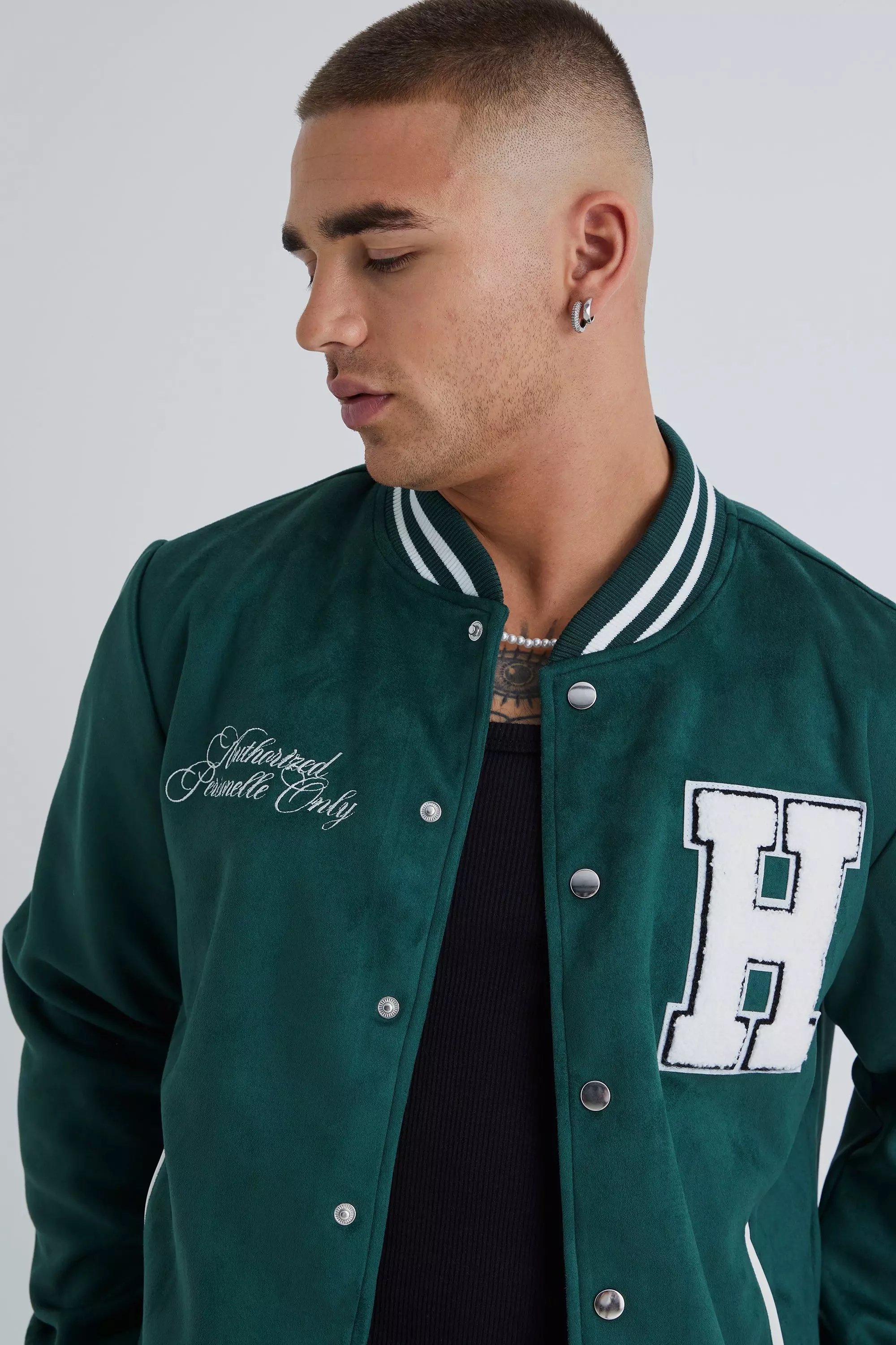 Suede varsity jacket sale